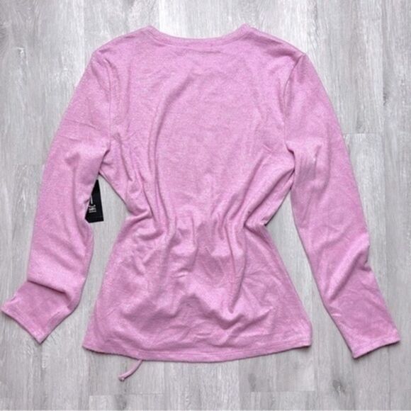 INC International Concepts Women's Pink Ruched Asymmetrical Lightweight Sweater - Picture 4 of 4